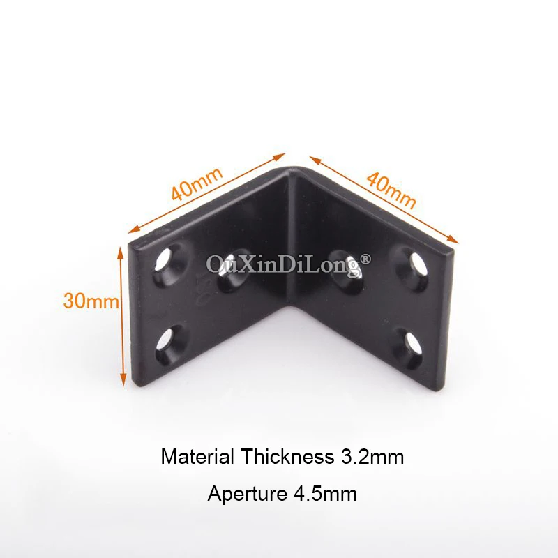 28PCS Black Furniture Corner Braces L Shape Right Angle Frame Board Support Holder Brackets Furniture Connectors 30X40X40X3.2mm