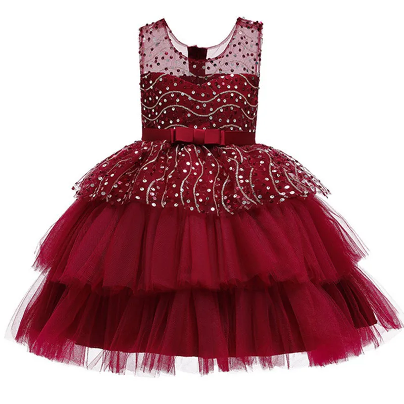 Кружевное Нарядное вечернее платье-пачка с блестками; платье принцессы с цветочным рисунком; детская одежда для девочек; детская праздничная одежда для девочек