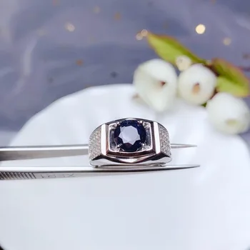 

New Natural Sapphire Ring 925 Silver Men's Ring Main Stone Size Round 8mm