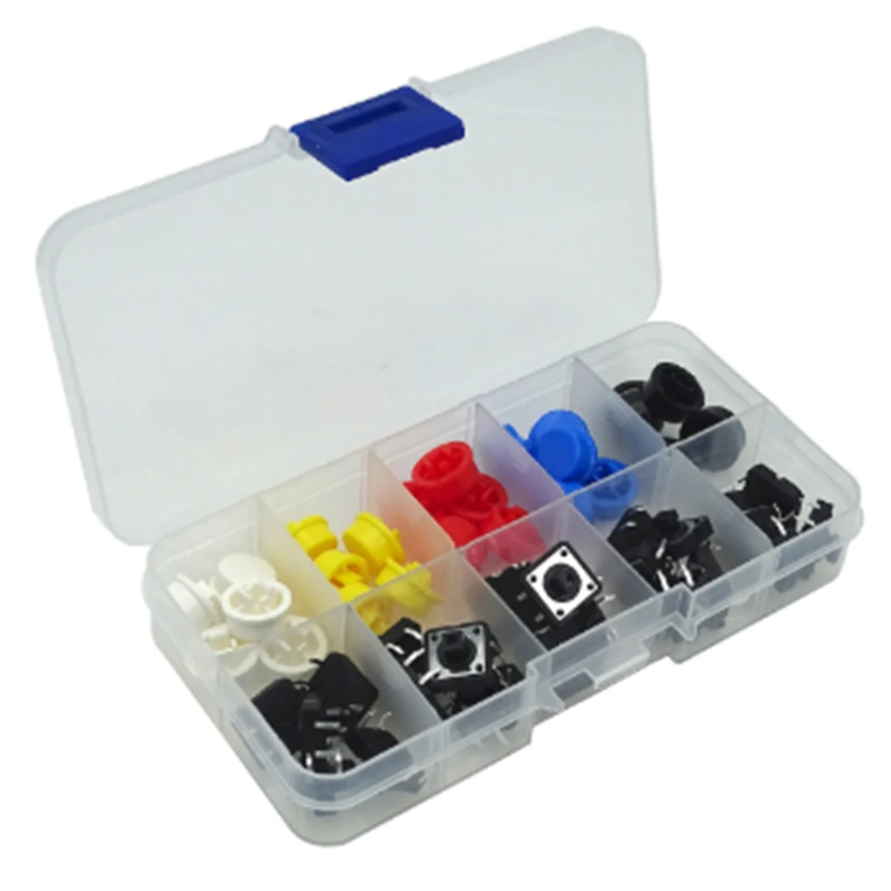 

25PCS Tactile Button Switch Instant 12 * 12 * 7.3MM Micro Switch Button + 25PCS Tact Cap (5 colors) for DIY experiments