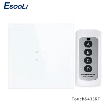 

Esooli EU/UK Standard home lighting 1 Way RF433 Remote Control Wall Touch Switch,Smart Home Wireless Remote Control Light Switch