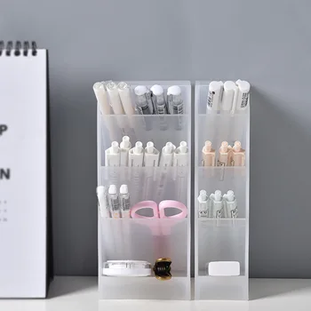 

Angle-Inserting Large Size Dull Polish Pen Container Desktop Storage Box Desk Stationery Storage Shelf Transparent Makeup Brush