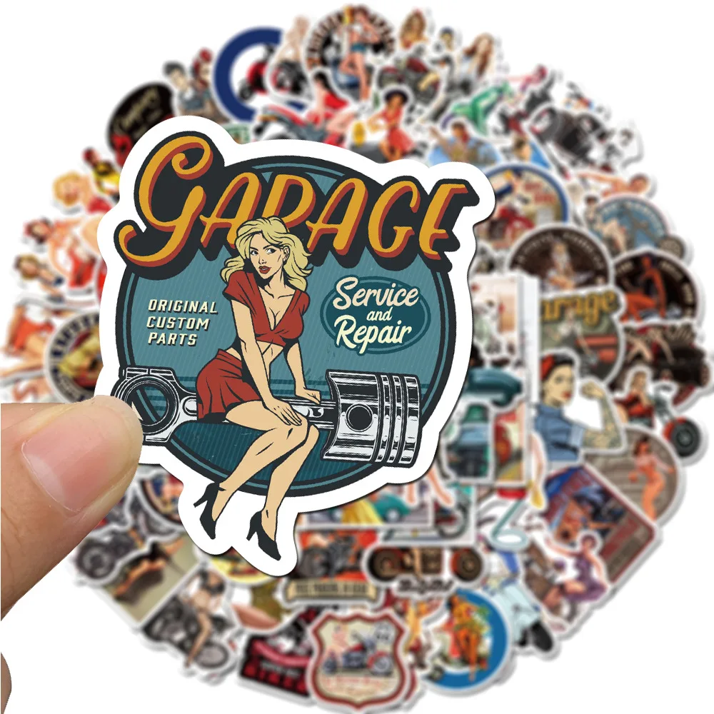 Retro Girl Pin Up Girl Sticker 50/100Pcs Europe and America Retro girl pin up girl Sticker Decoration Stationery Sticker DIY Ablum Diary Scrapbooking
