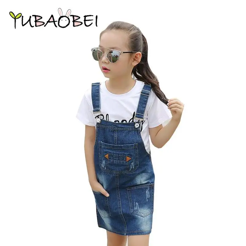 

New Kids Denim Cotton Jumpsuit Children Overalls Spring Autumn Short Skirts Girls Casual Braces Skirt Toddler Teens Girl Clothes