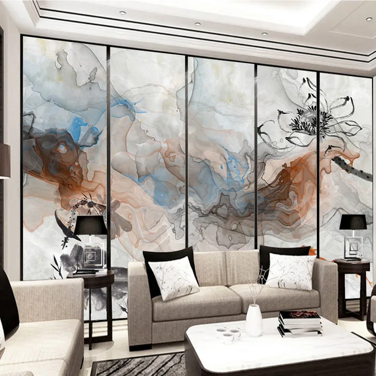 

New Chinese Style Abstract Artistic Conception Ink Landscape Painting Wall Mural Living Room Horizontal TV Backdrop Mural Wallpa