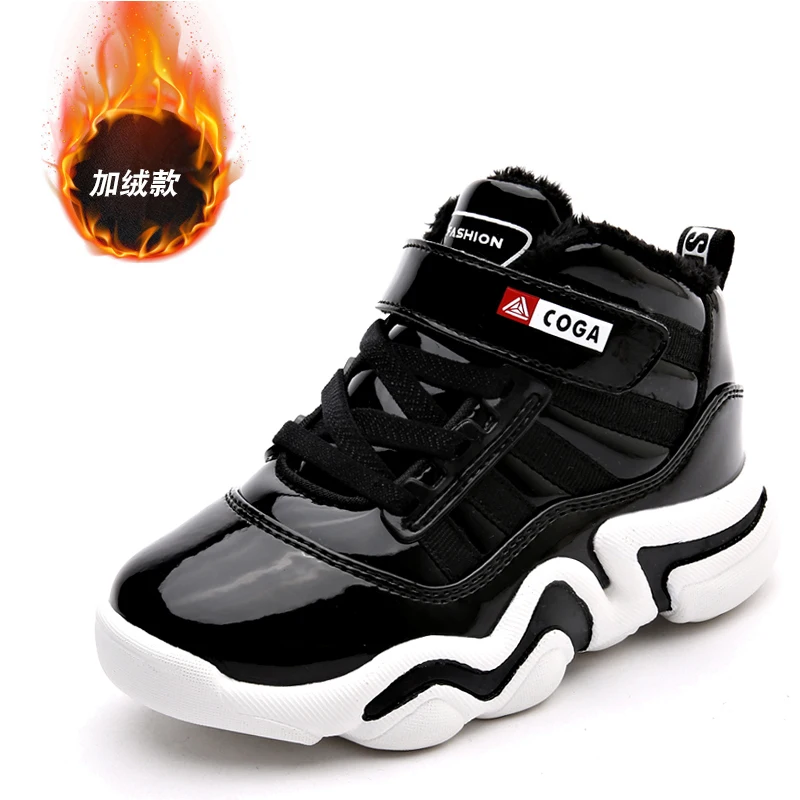 Hot Sal eBoy Basketball Kids Sneakers High Top Childrens Basket Shoes Winter Warm Fur Children Basketballs Sneakes Boy Girl