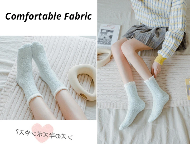 5 Pairs Women Thick Winter Warm Socks Fluffy Fuzzy Floor Sleep Kawaii Socks Colorful Cute Thermal White Soft Velvet Nylon Socks comfort women socks