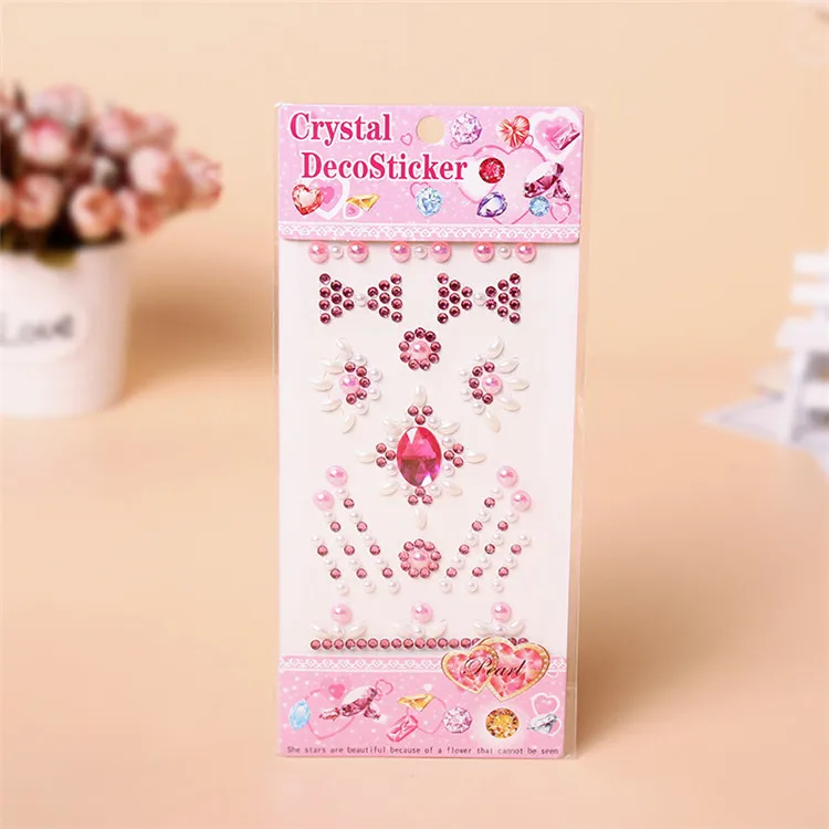 2   Acrylic Diamond 3d Stickers Diy Handmade Mobile Phone Shell Crafts Stickers Children's Sticker Shape Hand-Paste Rhinestone Sticker Jewelry Accessories
