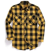 2021 New Men Casual Plaid Flannel Shirt Long-Sleeved Chest Two Pocket Design Fashion Printed-Button (USA SIZE S M L XL 2XL) 1