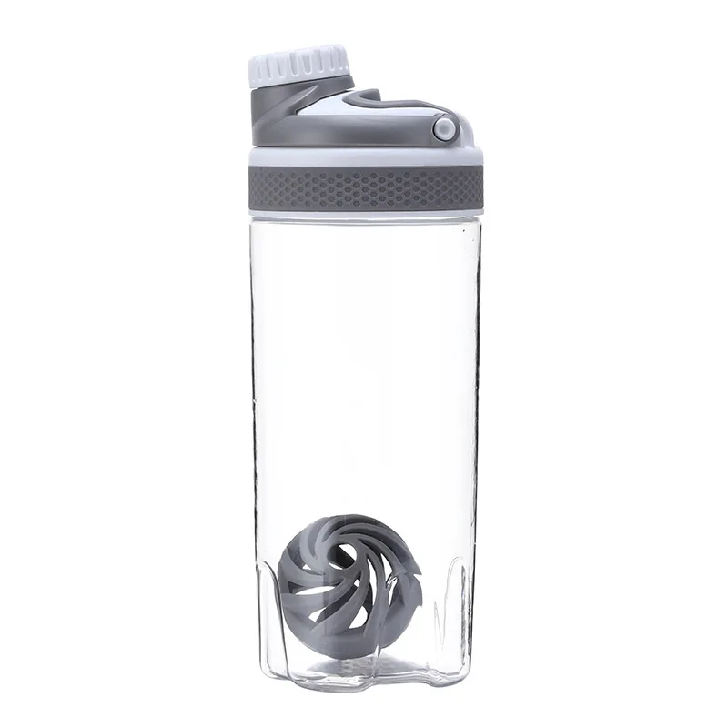 grey 550 ml/700 ml протеин порошок коктейль бутылка для смешивания Спорт Фитнес шейкеры для протеиновых коктейлей Спортивная бутылка для воды с ручкой - Цвет: grey