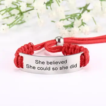 

Eueavan 5pcs Proverb Positive Black/Red Nylon Rope adjustable Bracelet Saying Stainless Steel Jewelry For Women Men Wholesale