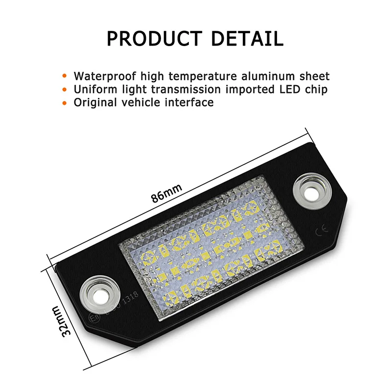2 шт. безотказный Автомобильный светодиодный номерной знак для Ford Focus 2 C-Max C MK2 авто лампа 6 Вт 12 в 24 светодиодный 6000 К белый свет