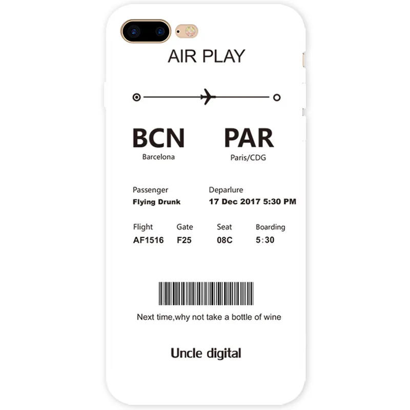 Retro Simple Paris boarding pass travel record Phone case silicone cover for coque iPhone 7 7 Plus 6 8 6s Plus X XR xs max case