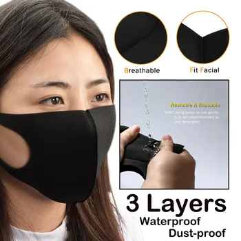 

3 Layer Health Cycling Anti-Dust Cotton Mouth Face Mask Respirator Men Women Reusable Windproof Breathable Facemasks In Stock