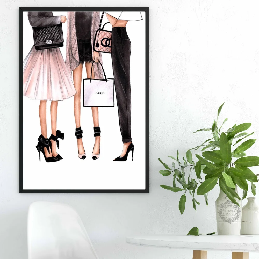 Fashion-Girl-Logo-Super-Model-Wall-Art-Canvas-Painting-Watercolor-Nordic-Posters-And-Prints-Wall-Pictures (4)