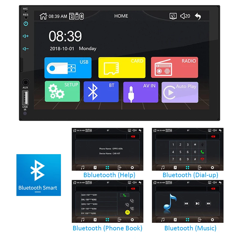 2 Din Apple Carplay Автомагнитола Bluetooth Android Авто " Сенсорный экран Видео MP5-плеер USB TF ISO Стереосистема Штатная магнитола PHYEE X2