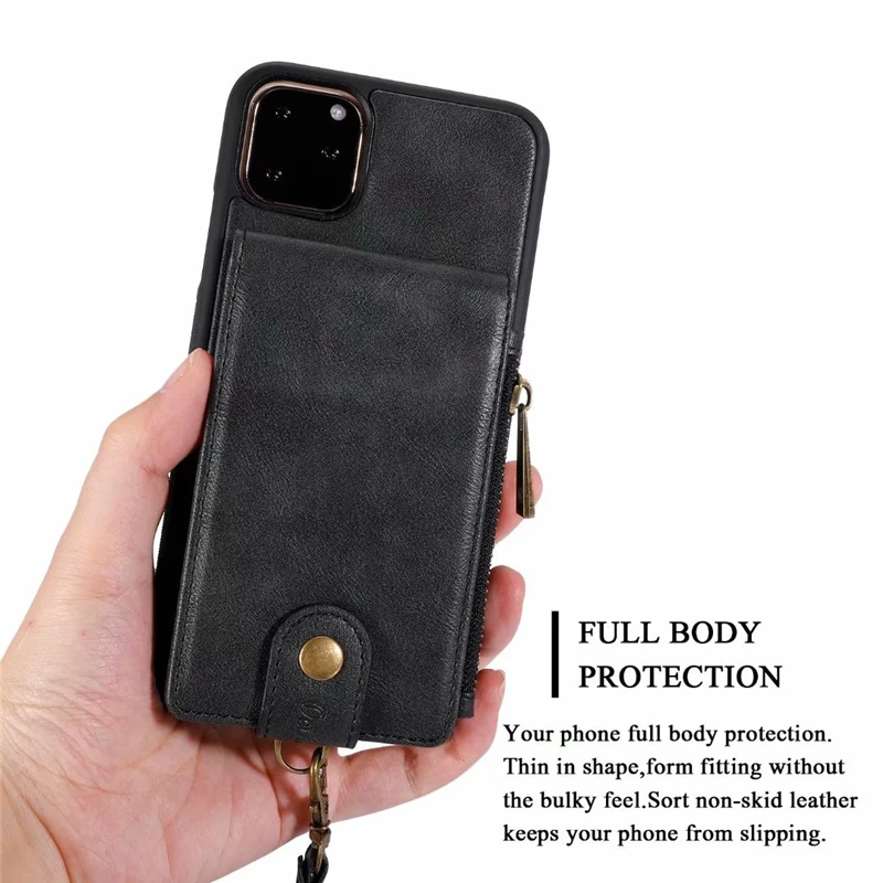 Многофункциональный чехол-кошелек на молнии для Apple IPhone 11 Pro Max держатель для карт чехол для телефона Роскошный Кожаный Модный деловой стиль