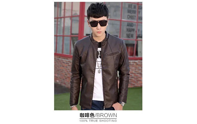 MEN'S Leather Coat Autumn And Winter New Style Slim Fit Men's Washing PU Leather Youth Locomotive MEN'S Leather Jacket Leat