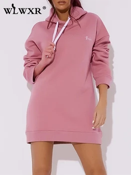 

WLWXR Casual Autumn Winter Pink White Balck Long Hoodie Women Pullover Long Sleeve Oversized Hoodies Streetwear Sweatshirt Women
