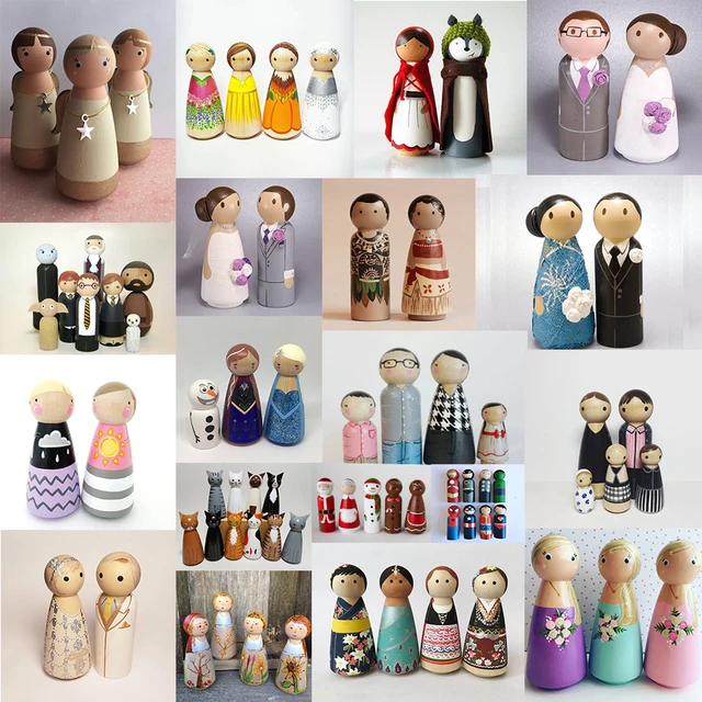 10pc 35mm-65mm Wooden Doll DIY Handmade Wood Peg Doll DIY Wooden Blank Unfinished For Kid Mini Doll Baby Products Nurse Gift Toy 6
