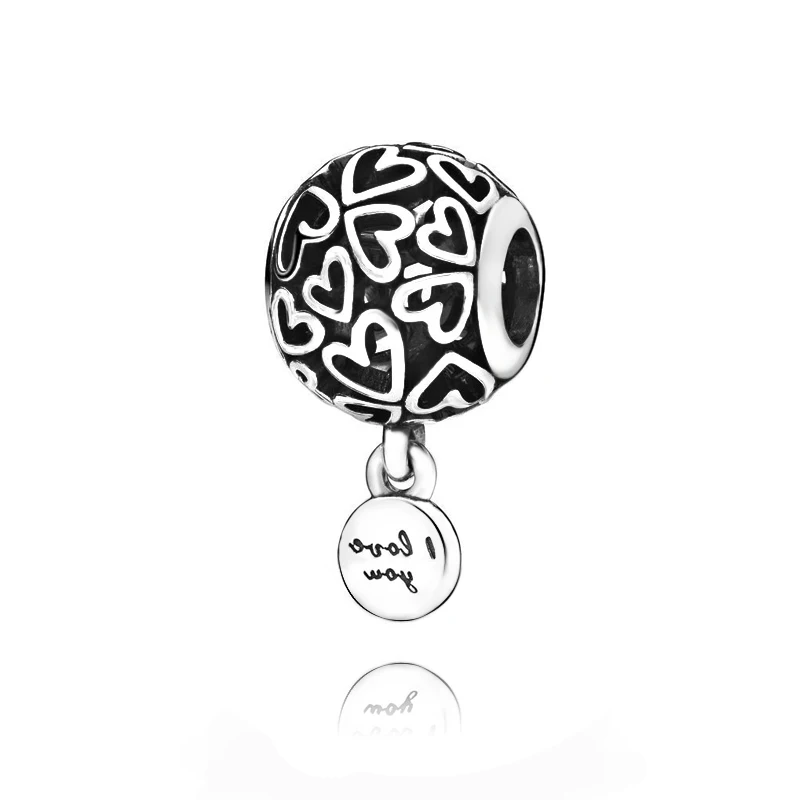 New Winter 925 Sterling Silver Beads Sparkling Hearts Dangle Charms fit Original Pandora Bracelets Women DIY Jewelry - Цвет: pdl706