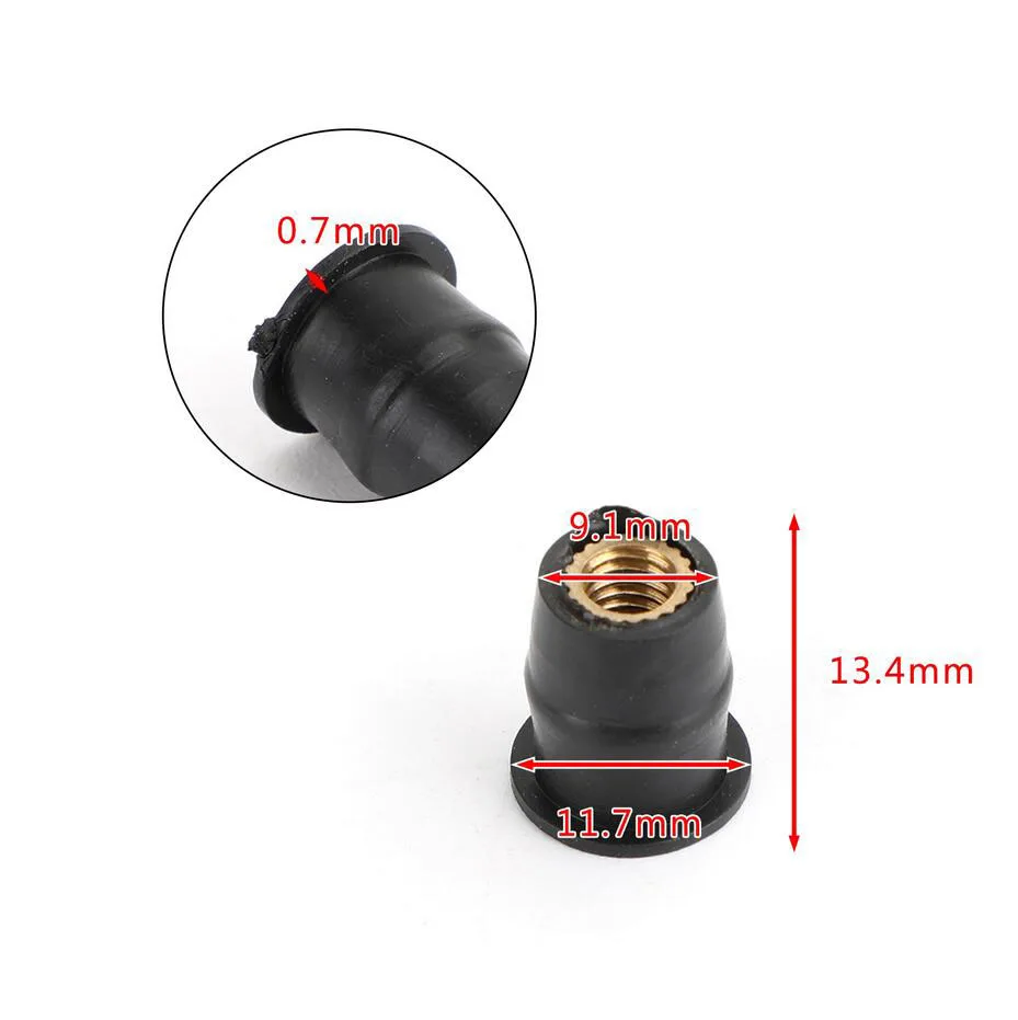 30PCS 50PCS Motorcycle Fairing Screw M5 M6 Dome Well Screws Nuts With Rubber Windscreen Windshield Screws Well Nut Universal auto fasteners