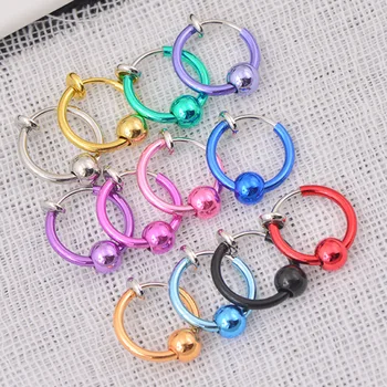 

Colorful No Piercing Spring Ear Clip Hoop Earrings Creative Metal Bead Invisible Ear Clip Earring Accessories 50 Pieces /set