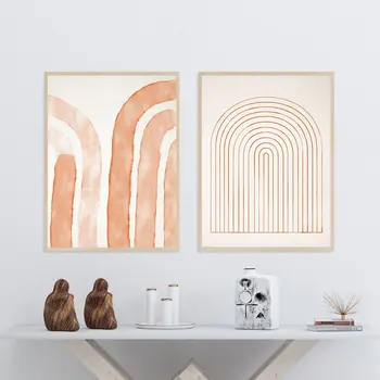 

Geometric Abstract Art Prints Mid Century Canvas Painting Wall Art Boho Minimalist Wall Pictures For Living Room Gallery Decor