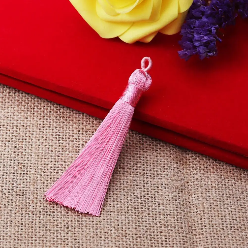 10 шт., 8-9 см, Цветная кисть из хлопка и шелка для сережек, Очаровательная подвеска с кисточками Сати, самодельные ювелирные изделия ручной работы - Цвет: pink