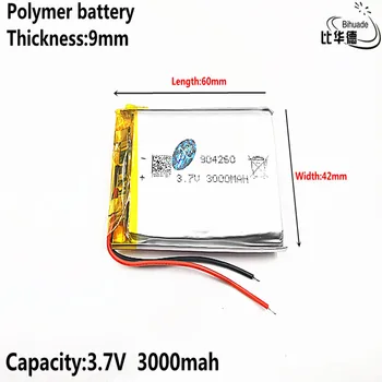 Good Qulity 3.7V,3000mAH 904260 Polymer lithium ion / Li-ion battery for tablet pc BANK,GPS,mp3,mp4