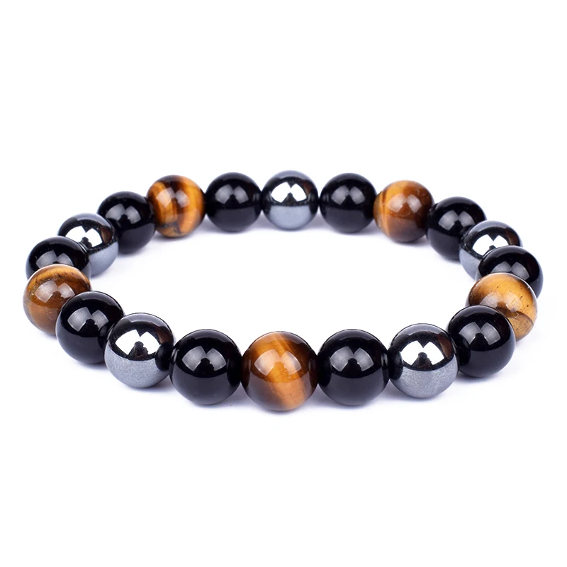 Tiger Eye & Hematite Bracelets Men 10mm Natural Obsidian Beads Bracelets for Women Protection Magnetic Health Jewelry Pulsera