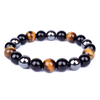 Tiger Eye & Hematite Bracelets Men 10mm Natural Obsidian Beads Bracelets for Women Protection Magnetic Health Jewelry Pulsera