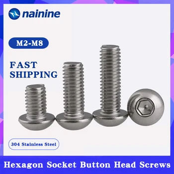 

ISO7380 M3 M4 M5 GB70.2 304 Stainless Steel A2 Round Head Screws Mushroom Hexagon Socket Button Head Screw A016