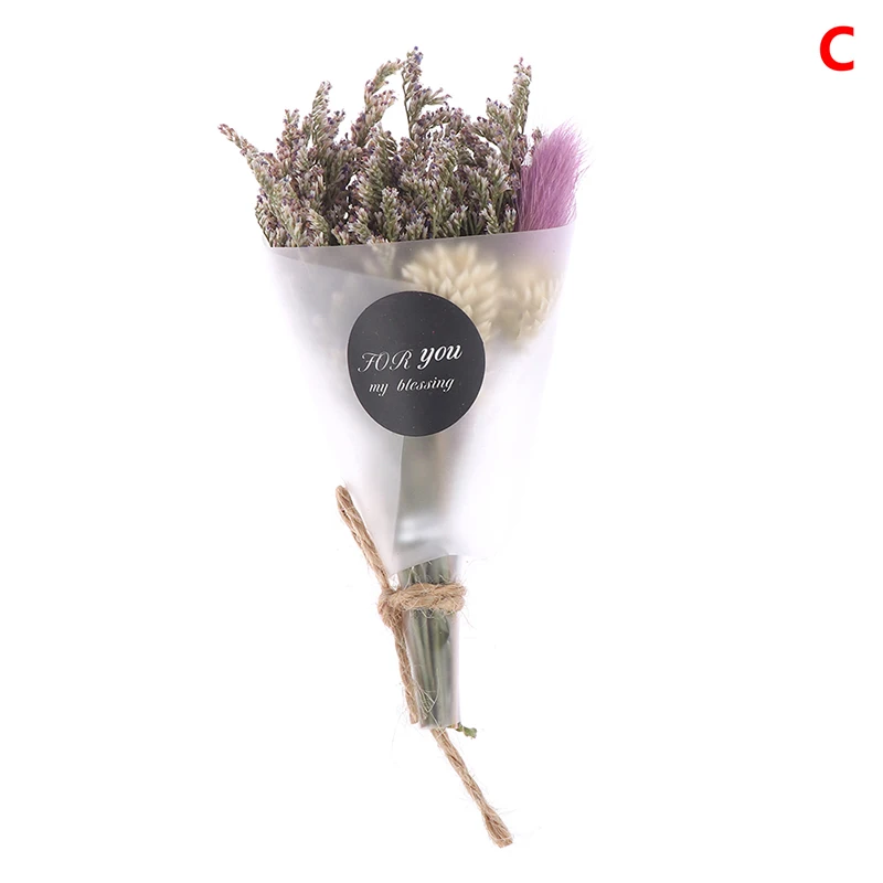 Мини букет сухой цветок искусственный кристалл трава на День Святого Валентина подарок декор DIY Девушки сушеные цветы реквизит для фотосессии - Цвет: C