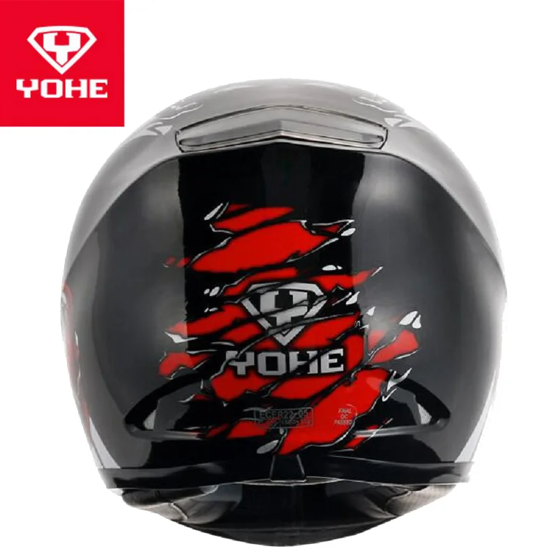 New ECE Certification YOHE Full Face Motorcycle Helmet Cross-country Moto Running helmets with PC Lens visor made of ABS