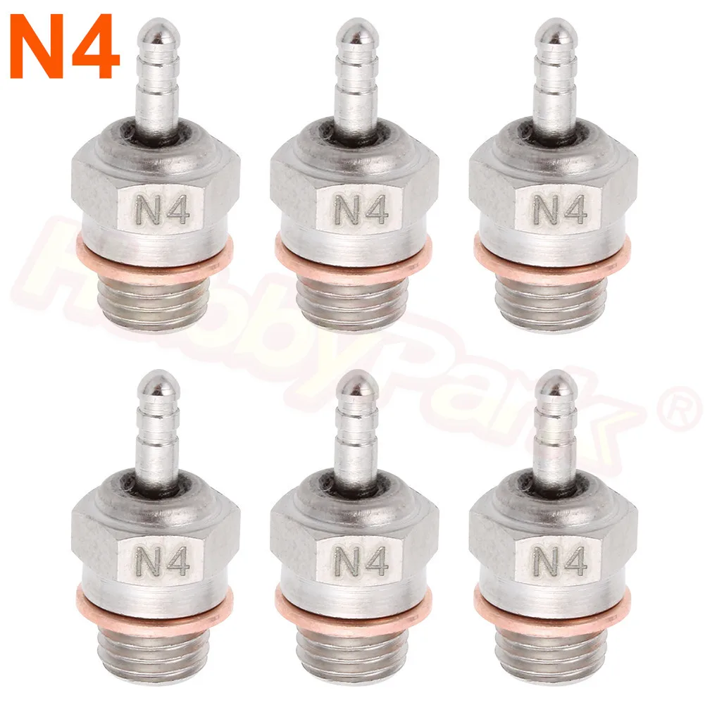 Mxfans 6pcs Stainless Steel RC1:8 1:10 Glow Spark Plug for HSP N3 15~28 Engines 