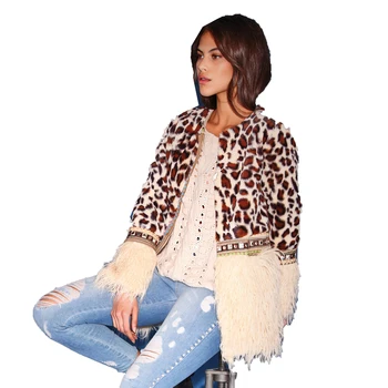 

Abrigo pelo sintetico leopardo mujer - 031090