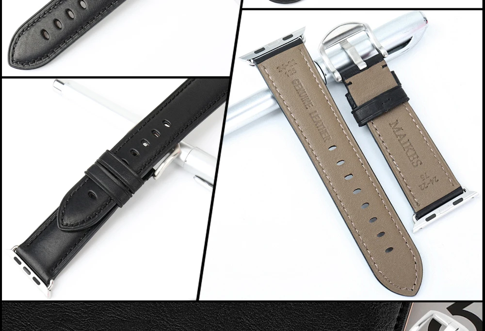 MAIKES для Apple Watch Band 44 мм 40 мм и ремешок для часов аpple 42 мм 38 мм натуральная кожа часы аксессуары iwatch ремешки для часов браслеты