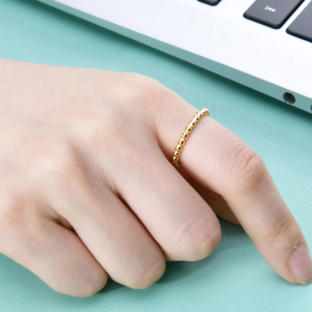 Thin Beads Water Ripple Ring for Women Fashion Stainless Steel Minimalist Jewelry Simple Beaded Party Gift womens ring finger rings jewelry rings ring jewelry