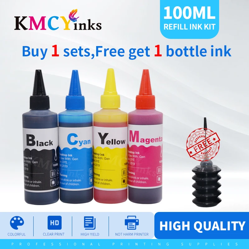 KMCYinks Refillable Ink Kits 100ml For EPSON T1281 Stylus S22 SX125 SX130 SX230 SX235W SX420W SX425W SX430W SX435W Printer | Компьютеры и