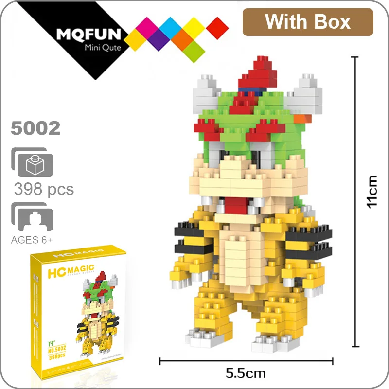 HC мультфильм Супер Марио Йоши Toad Wario Bowser принцесса пластиковые строительные блоки кирпичи игры DIY 3D сборки модель обучающая игрушка