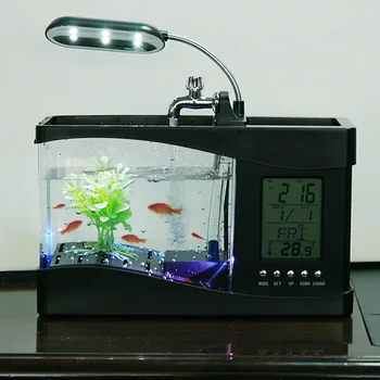

5V 1.5L Mini Clear Usb Led Goldfish Betta Fish Tank Ornament Decoration Fish Tank With LED Fish Fighting Cylinder