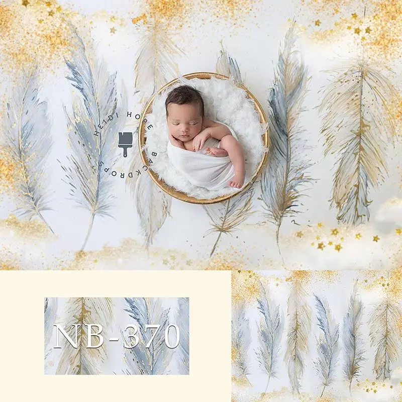 Avezano Photography Background Painted Feathers Gold Star Bokeh Newborn Baby Portrait Birthday Backdrop Photophone Photo Studio |