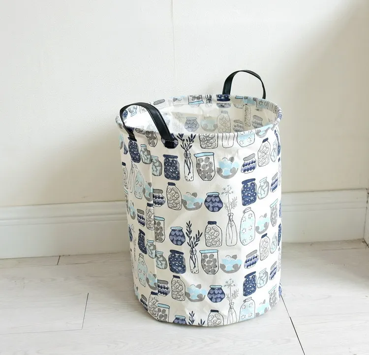 Dirty Clothes Storage Basket Foldable Waterproof Laundry Basket Cotton Linen Laundry Basket Toy Storage Bucket Extra Large