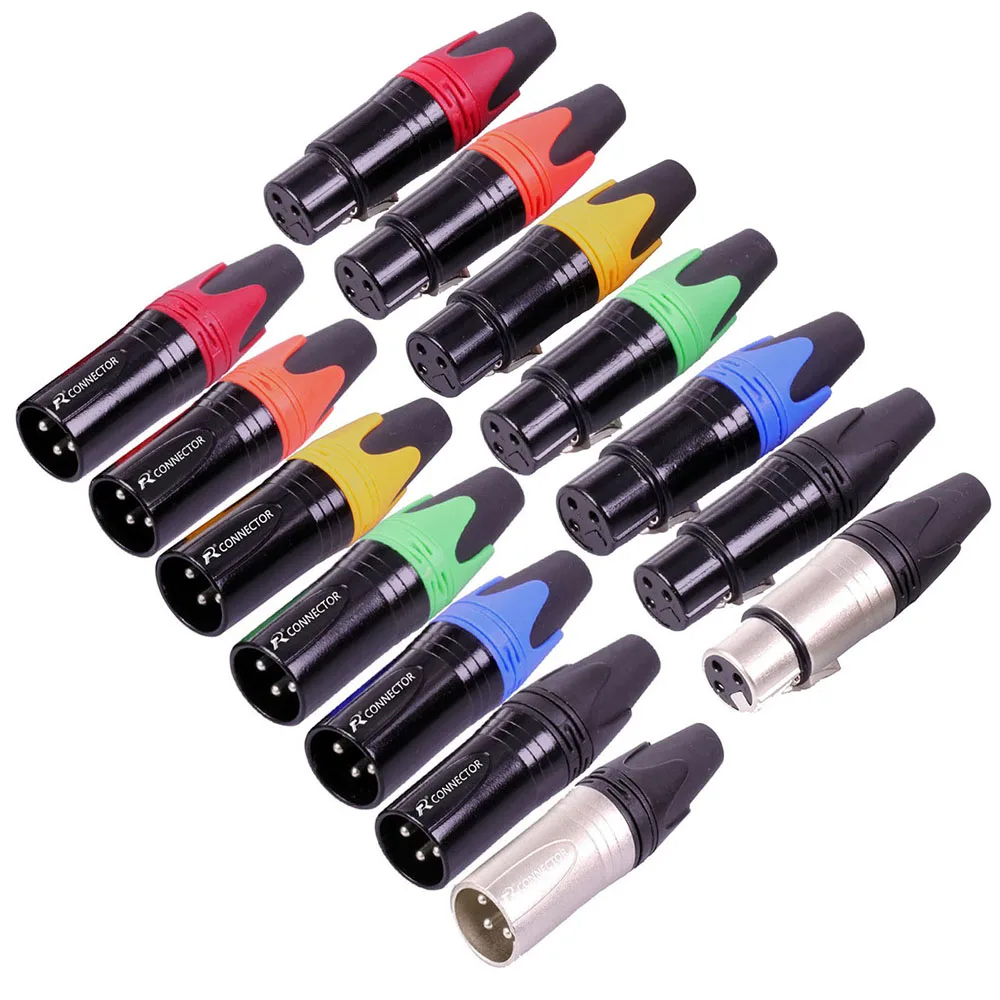 10 шт./лот 3 Pin XLR гнездо микрофона Разъем микрофонный адаптер кабель XLR терминальный аудио провод разъем 7 цветов - Color: Mixed(5Male 5Female)