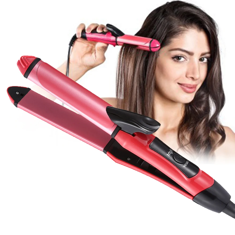 2 в 1 щипцы для завивки волос и выпрямитель Турмалин керамические щипцы для завивки укладки инструмент для завивки волос EU Plug US Plug