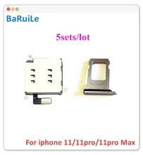 Baruile 5 conjuntos duplo leitor de cartão sim adaptador + titular bandeja dupla sim para iphone 11 peças reposição