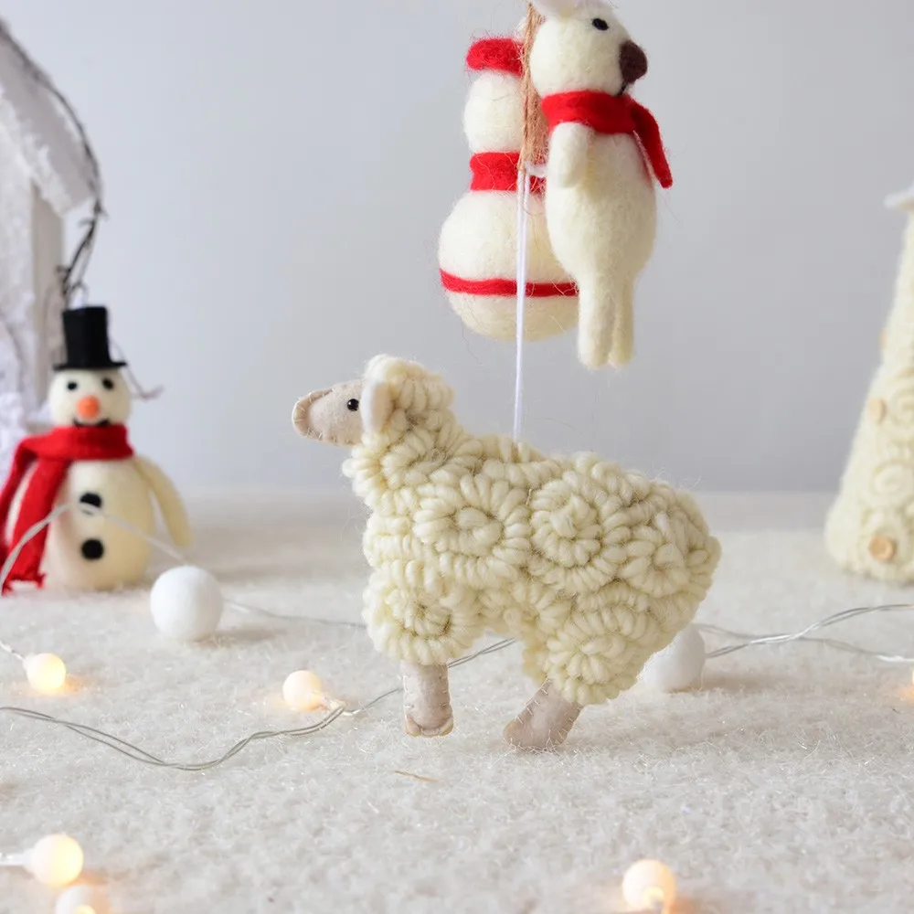 1 шт., украшение в виде овечки, Рождественская елка, подвеска, подвесное украшение для дома, Рождественское украшение, Рождественское украшение, войлочная подвеска в виде овечки, H5
