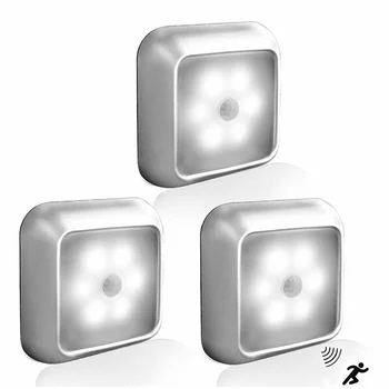 

6LED Bead Sensor Night Light PIR Infrared Motion LED Bulbs Auto On and Off Closet Battery Power For home Wall Lamp Cabinet Stair