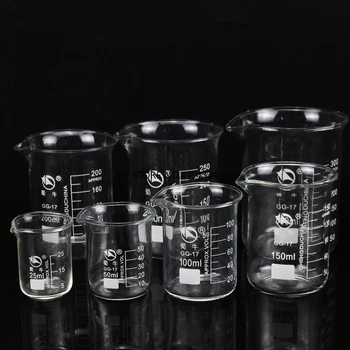 

2pcs/lot GG-17 25/50/100/150/200/250/300/400/500/600/800/1000ml Glass Beaker High Temperature Resistance free shipping